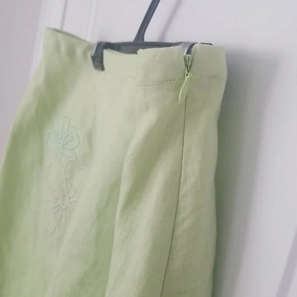 Malcolm & Co Light Green Linen Skirt Size 10 - Picture 4 of 6